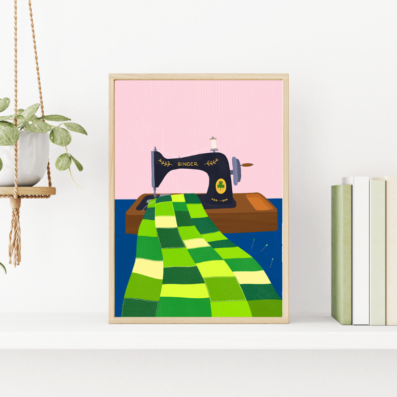 Fleur & Mimi - Art Print made in Ireland - Singer sewing machine