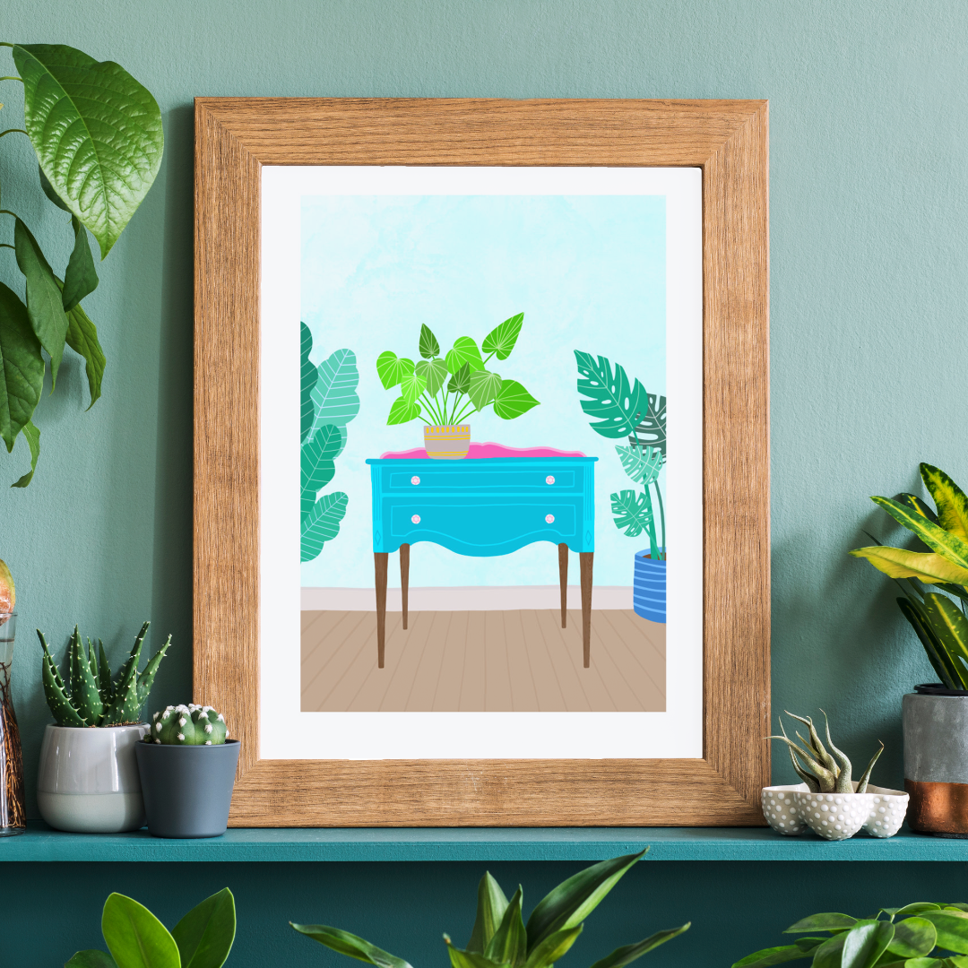 Irish Art Wall Art Greeting Cards Made in Ireland Shop Small Gifts A4 Indoor Plants Monstera Leaves Illustration Floral