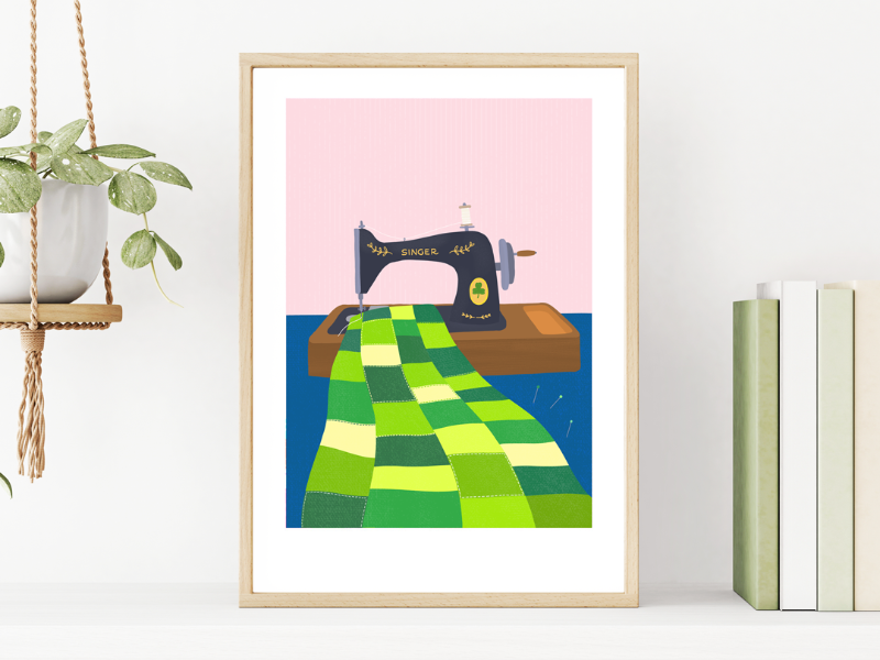 Fleur & Mimi Irish Art Wall Art Greeting Cards Made in Ireland Shop Small Gifts Singer Sewing Machine Irish Green Fields Grass Love Birthday Love Gift Idea