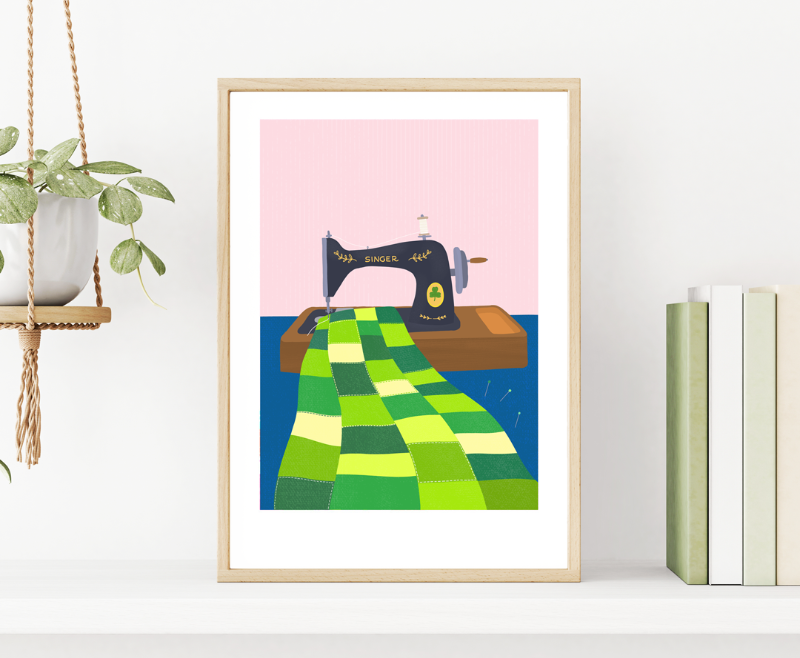 Fleur & Mimi Irish Art Wall Art Greeting Cards Made in Ireland Shop Small Gifts Singer Sewing Machine Irish Green Fields Grass Love Birthday Love Gift Idea