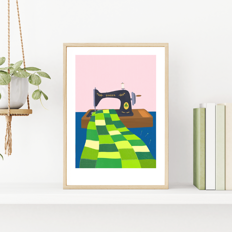 Fleur & Mimi Irish Art Wall Art Greeting Cards Made in Ireland Shop Small Gifts Singer Sewing Machine Irish Green Fields Grass Love Birthday Love Gift Idea