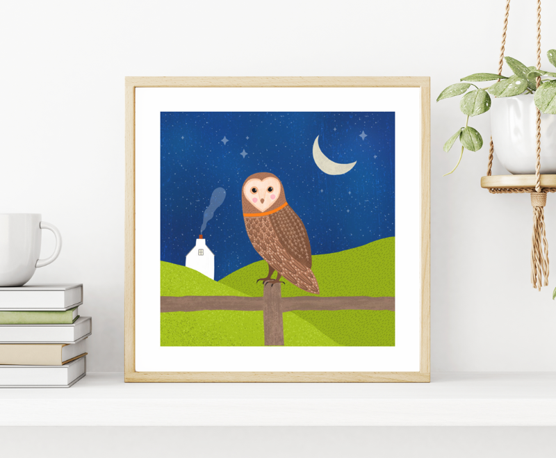 Fleur & Mimi Irish Art Wall Art Greeting Cards Made in Ireland Shop Small Gifts Love Birthday Love Gift Idea Barn Owl