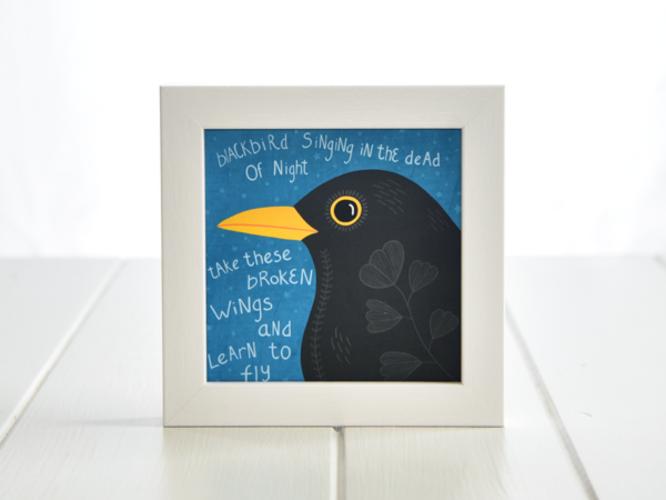 Fleur & Mimi - Irish made Art Print - Broken Wings - Blackbird singing in the dead of the night