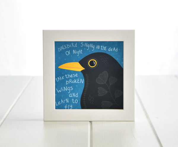Fleur & Mimi - Irish made Art Print - Broken Wings - Blackbird singing in the dead of the night