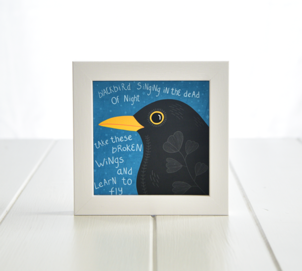 Fleur & Mimi - Irish made Art Print - Broken Wings - Blackbird singing in the dead of the night
