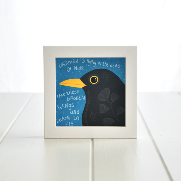 Fleur & Mimi - Irish made Art Print - Broken Wings - Blackbird singing in the dead of the night