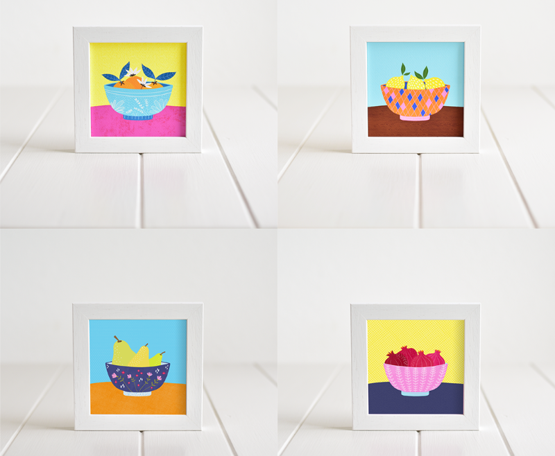Fleur & Mimi - Framed Giclée Art Prints made in Ireland of fruits in bowls