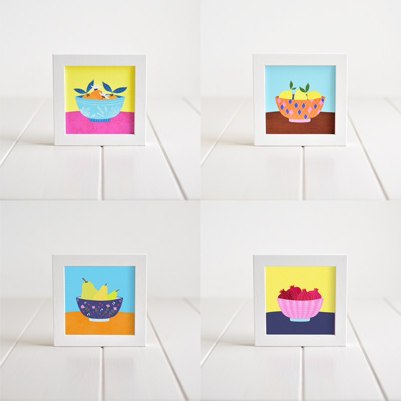 Fleur & Mimi - Framed Giclée Art Prints made in Ireland of fruits in bowls