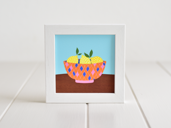 Fleur & Mimi - Framed Giclée Art Print made in Ireland of Lemons in a bowl