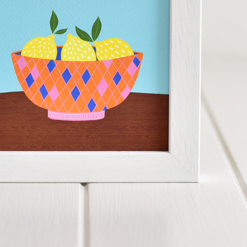 Fleur & Mimi - Framed Giclée Art Print made in Ireland of Lemons in a bowl