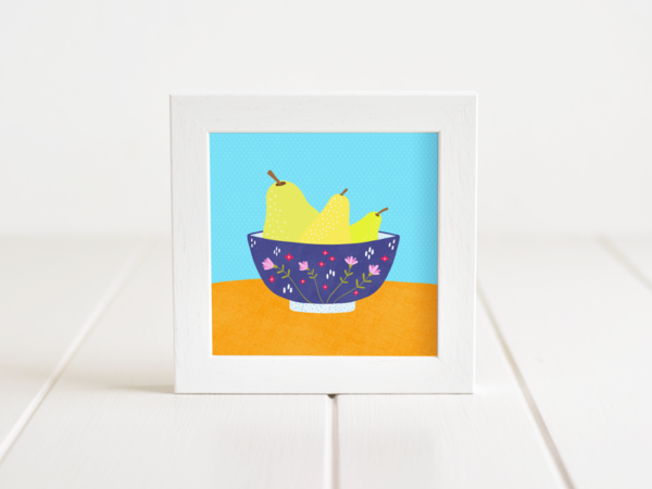 Fleur & Mimi - Framed Giclée Art Print made in Ireland of Pears in a bowl