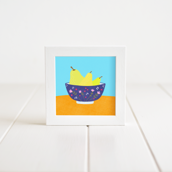 Fleur & Mimi - Framed Giclée Art Print made in Ireland of Pears in a bowl