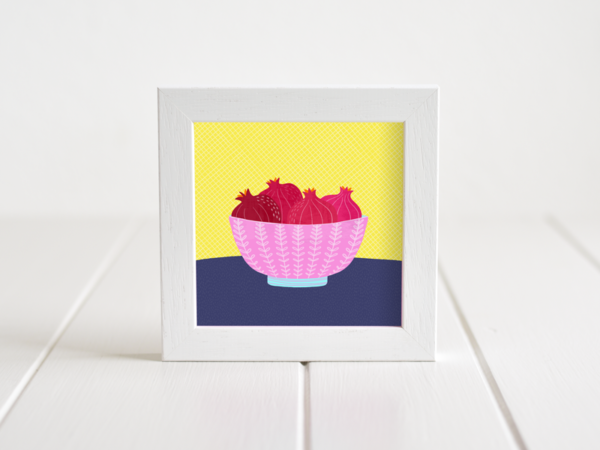Fleur & Mimi - Framed Giclée Art Print made in Ireland of Pomegranates in a bowl