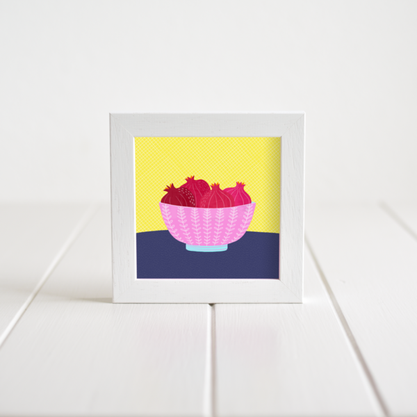 Fleur & Mimi - Framed Giclée Art Print made in Ireland of Pomegranates in a bowl