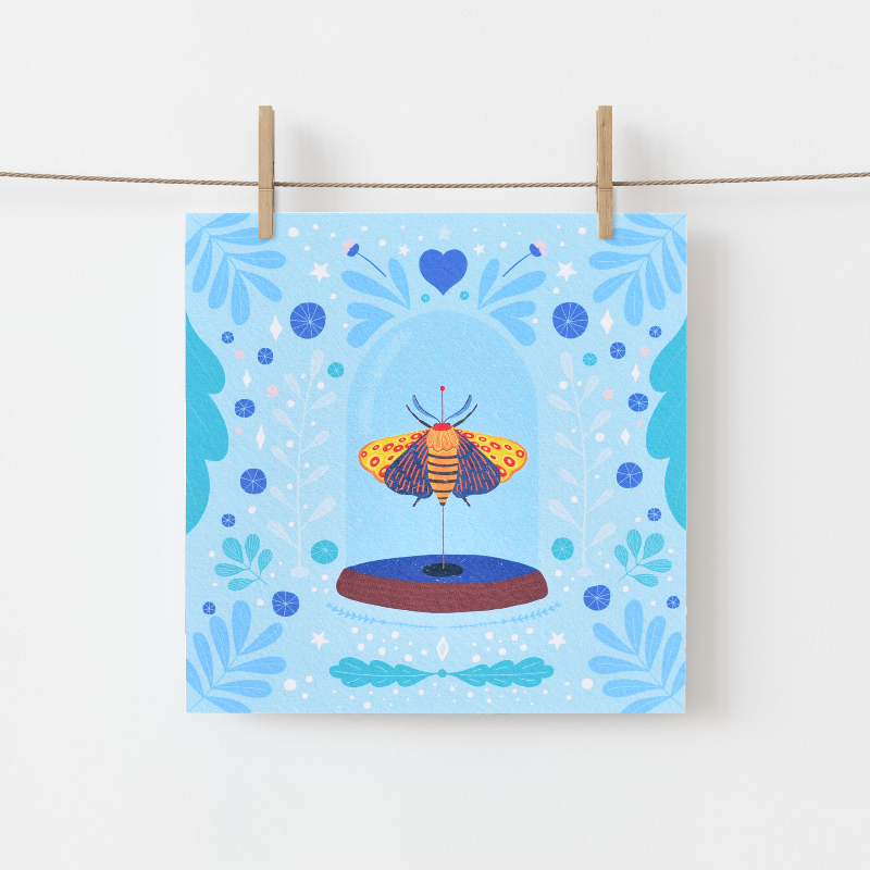 Greeting Card of a beautiful moth under glass made by Fleur & Mimi in Co. Tipperary