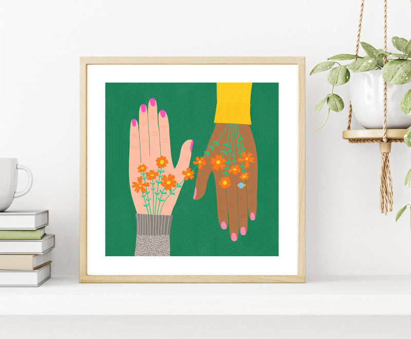 Fleur & Mimi Irish Art Wall Art Greeting Cards Made in Ireland Shop Small Gifts Love Birthday Love Gift Idea We Are One Floral Flowers Hands