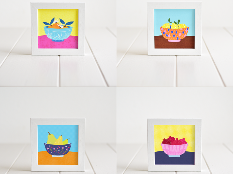 Fleur & Mimi - Framed Giclée Art Prints made in Ireland of fruits in bowls
