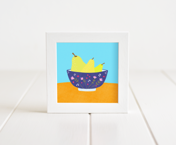 Fleur & Mimi - Framed Giclée Art Print made in Ireland of Pears in a bowl